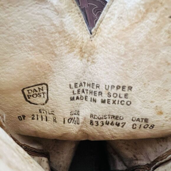 Dan Post Milwaukee Cowboy Mignon Corona Brown Leather Western Boots - Mens 10.5B - Picture 8 of 8
